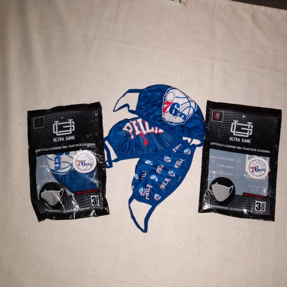 NBA Philadelphia 76ers Face Masks 3 blue mask Trio